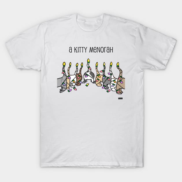 Kitty Menorah T-Shirt by sfernleaf